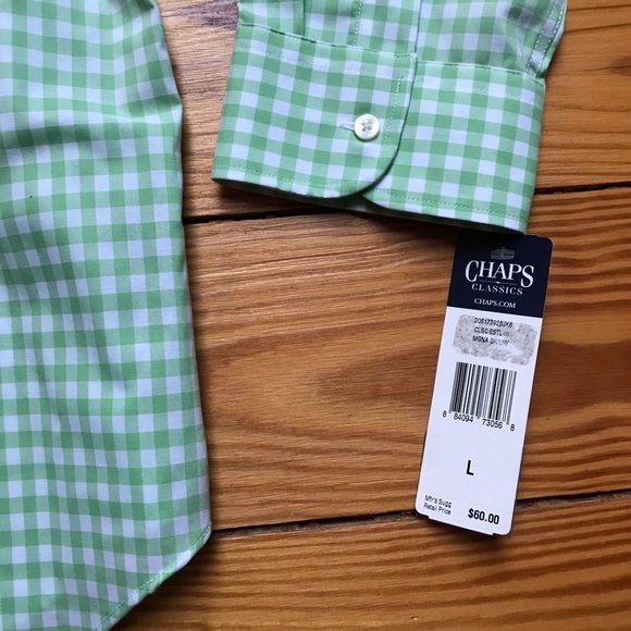 Chaps Classic No Iron Gingham Button Down, NWT, L - Picture 5 of 13